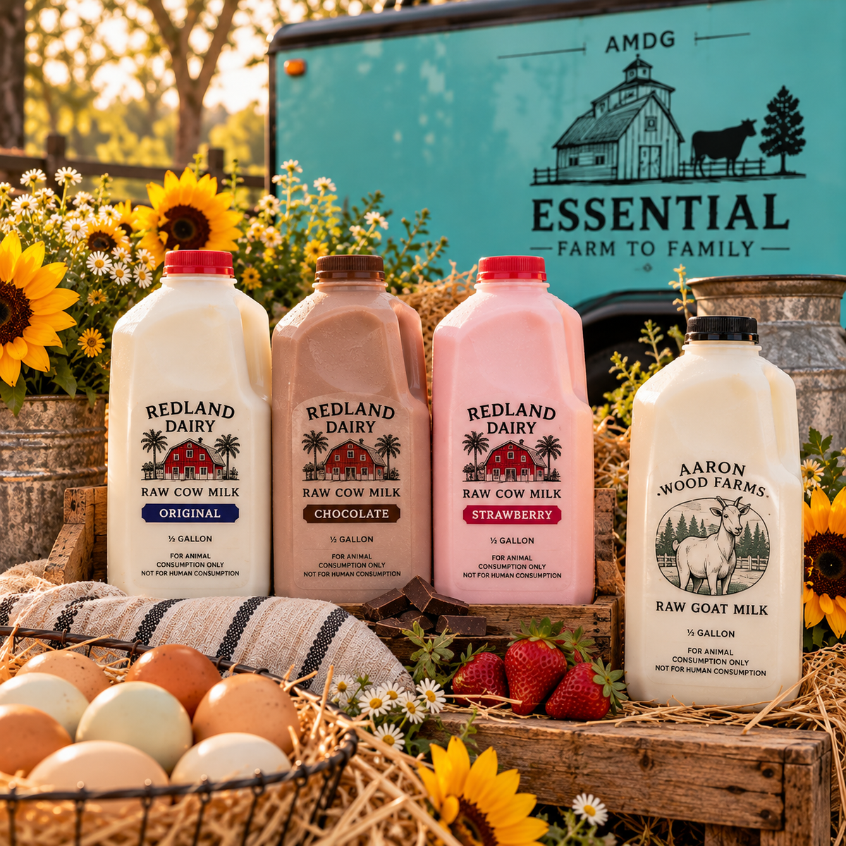 Raw Cow Milk And Raw Goat Milk